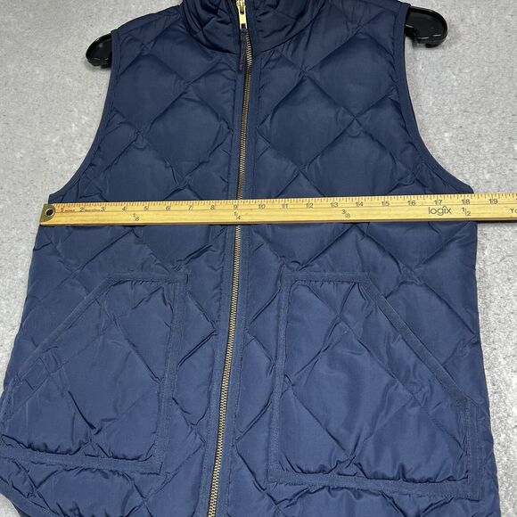 J Crew Vest Womens Small Blue Excursion Puffer Jacket Full Zip Quilted Down - Picture 6 of 11